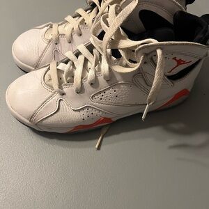 Jordan White and Orange Sneakers Minimalist Design